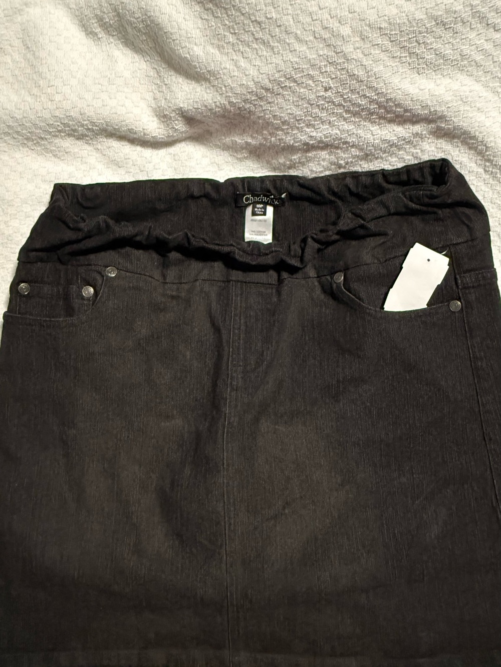 Chadwicks Black Stretch Denim Skirt with Front Pockets